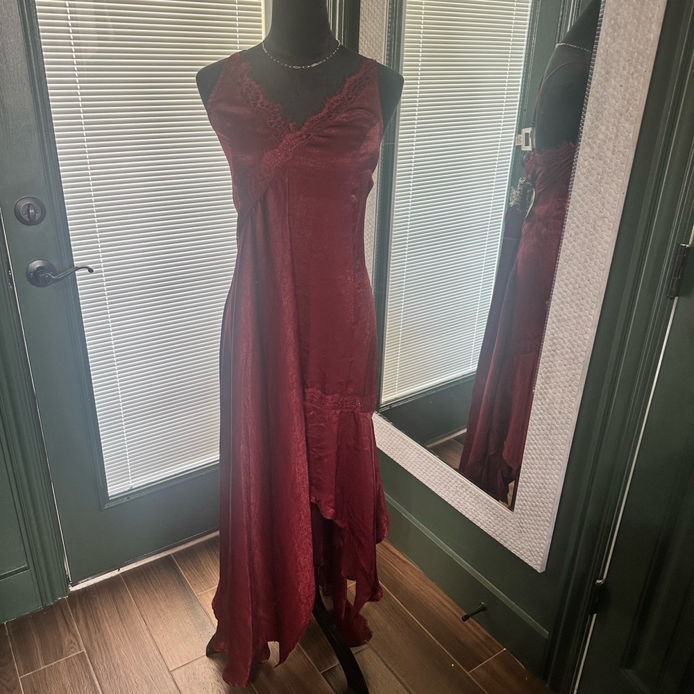 Altar'd State Burgundy Asymmetrical Dress